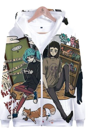 3D Digital Zip Sally Face Hoodies Sweatshirts