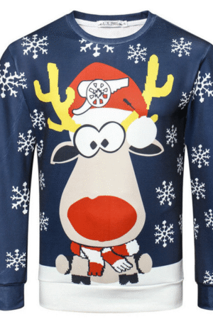 3D Print Christmas Lovely Reindeer Pullover Sweatshirt