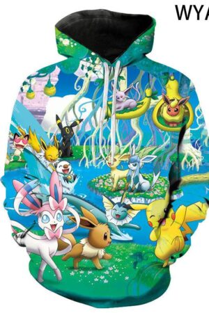 3D Printing Fashion Pokemon Hoodies - Cartoon Anime Sweatshirt Pullover