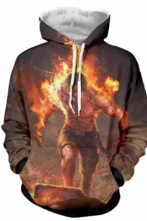Ace On Fire 3D Printed Hoodie One Piece