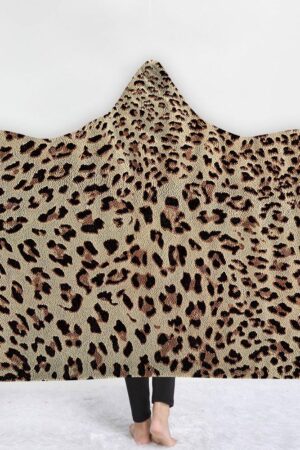 Animal Hooded Blankets - Animal Series Leopard Pattern Icon Yellow Fleece Hooded Blanket