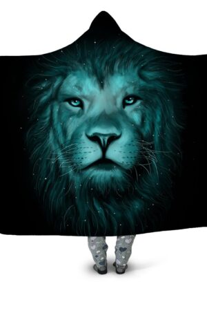 Animal Hooded Blankets - Animal Series Lion Icon Black Fleece Hooded Blanket