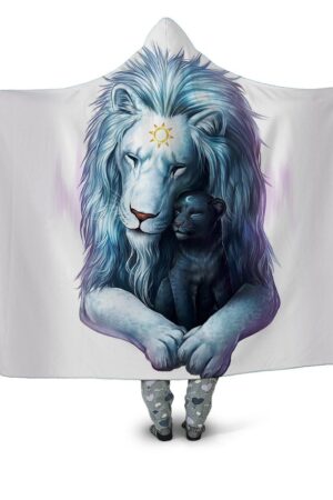 Animal Hooded Blankets - Animal Series Lion White Fleece Hooded Blanket