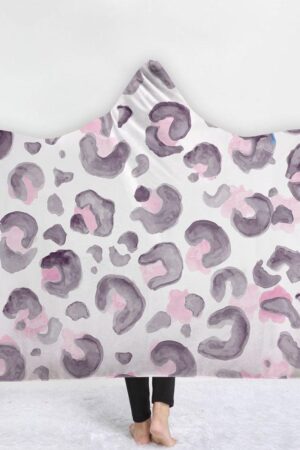 Animal Hooded Blankets - Animal Series Pattern Icon White Fleece Hooded Blanket