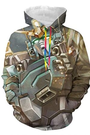 Anime Gundam Hoodie - 3D Print Pullover Hoodie with Big Pockets
