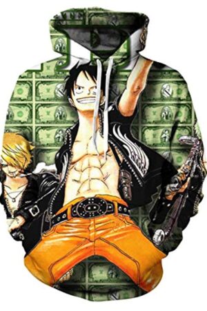 Anime One Piece Monkey D Luffy 3D Hoodies - Cartoon Pullover