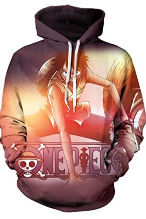 Anime One Piece Monkey D. Luffy 3D Hoodies - Cartoon Pullover Sweatshirt