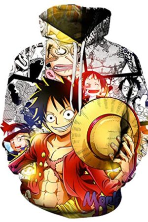 Anime One Piece Monkey D Luffy Hoodie - 3D Printed Pullover Sweatshirt