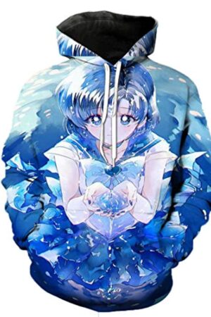 Anime Sailor Moon Hoodie - Sailor Mercury 3D Print Pullover Hoodie