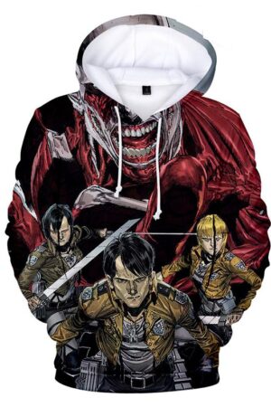 Attack On Titan Hoodies - Attack On Titan Anime Series Colossal vs Mikasa Hoodie