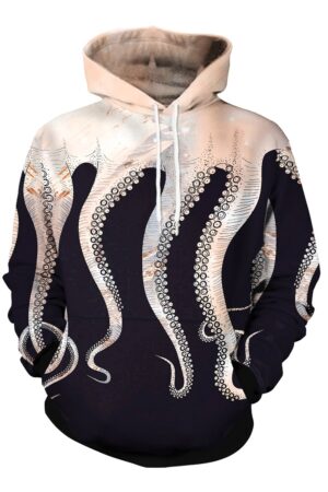 Big Octopus Feet Digital Print Gray 3D Hoodie