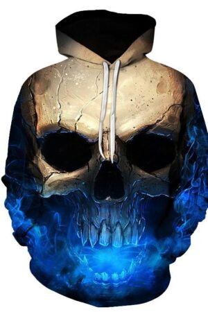 Blue Smoke Skull - Halloween Hoodie