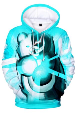 Blue Unisex 3D Monokuma Hoodies