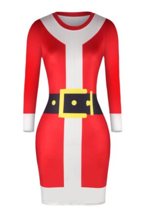 Christmas Dresses - Knee-Length Xmas Red Dress