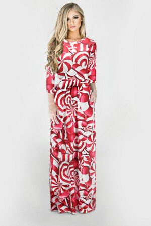 Christmas Dresses - Long Sleeves Red-rose Dress