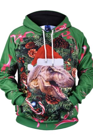 Christmas Hoodies - Christmas Tyrannosaurus Icon Super Cool 3D Hoodie