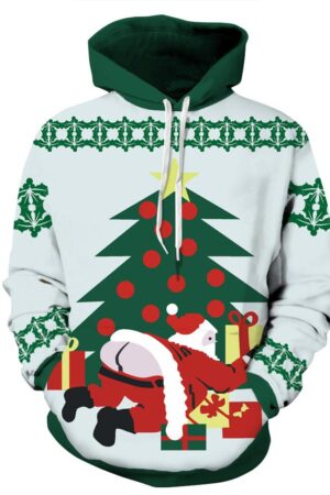 Christmas Hoodies - Funny Santa Giving a Present Icon 3D Hoodie