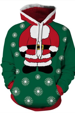 Christmas Hoodies - Funny Santa Green Pullover Hoodies