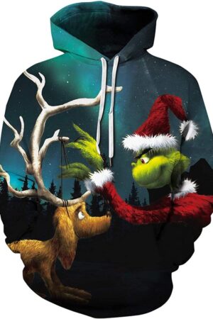Christmas Hoodies - Funny Santa Reindeer Pullover Hoodie