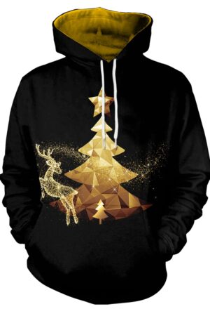 Christmas Hoodies - Gold Christmas Tree 3D Hoodie