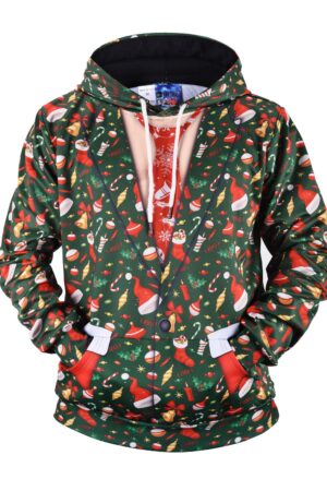 Christmas Hoodies - Happy Christmas Hat Striped Pattern Cute 3D Hoodie
