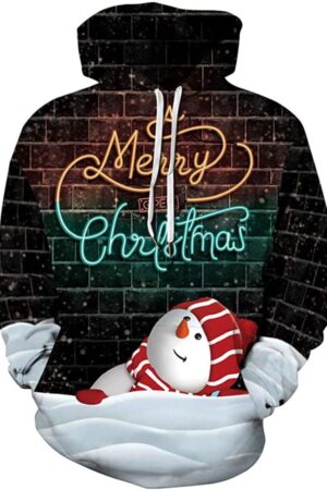 Christmas Hoodies - Merry Christmas Cute Snowman 3D Print Pullover Hoodie