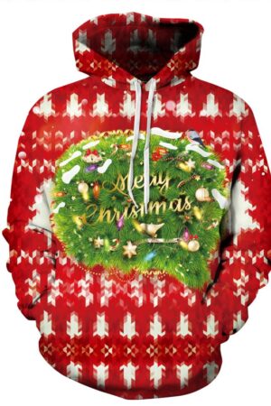 Christmas Hoodies - Red Christmas Striped Pattern Icon 3D Hoodie
