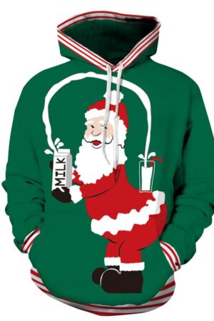 Christmas Hoodies - Super Funny Santa Claus Icon Green 3D Hoodie