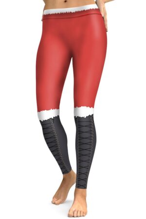 Christmas Leggings - Women 3D Xmas Theme Black-red Legging
