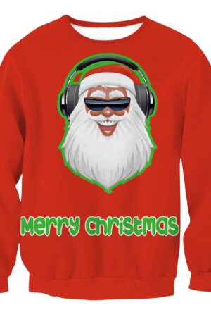 Christmas Sweatshirts - DJ Santa Claus Icon Super Cool Red 3D Sweatshirt