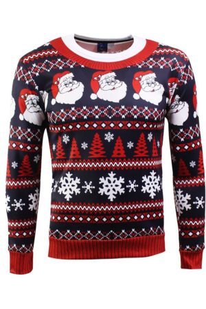 Christmas Sweatshirts - Happy Santa Striped Pattern Icon 3D Sweatshirt
