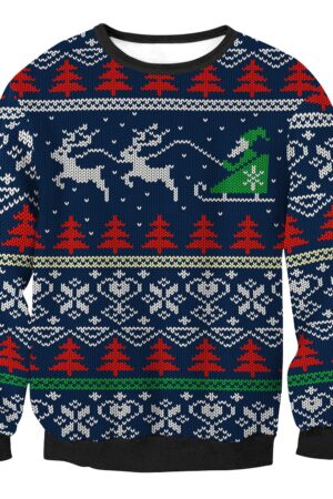 Christmas Sweatshirts - Santa Claus Christmas Sleigh Icon Cute 3D Sweatshirt