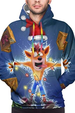 Crash Bandicoot Hoodies - Christmas Crash Bandicoot Mens 3D Print Hooded Pullover Sweatshirt