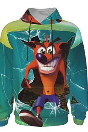 Crash Bandicoot Hoodies - Crash Bandicoot Green 3D Print Pullover Sweatshirt