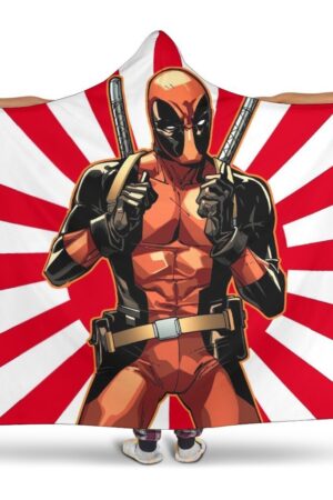 Deadpool Hooded Blanket - Hey Yo White And Red Blanket