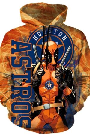Deadpool Houston Astros Hoodies - Pullover Orange Hoodie