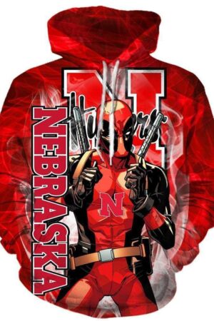 Deadpool  Nebraska Cornhuskers Hoodies - Pullover Red Hoodie
