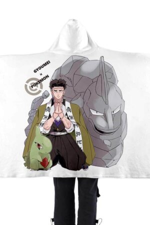 Demon Slayer x Pokemon Go Flannel Hooded Blanket