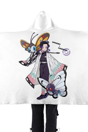 Demon Slayer x Pokemon Go Flannel Hooded Blanket