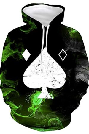 Destiny 2 Hoodies - Destiny 2 Forsaken Ace of Spades 3D Print Green Pullover Drawstring Hoodie