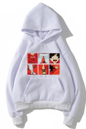 Dragon Ball Fleece Hoodies - Solid Color Dragon Ball Series Anime Cartoon Cute Fleece Hoodie