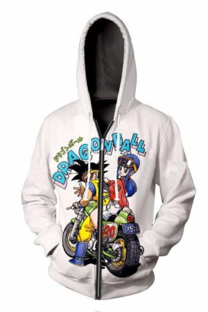 Dragon Ball Z Hoodies - Dragon Ball Z GOKU Saiyan Anime Series Super Cool White Zip Up Hoodie