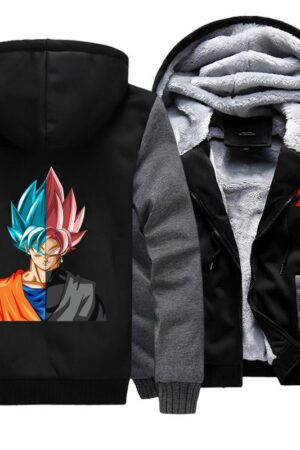Dragon Ball Z Super Saiyan Jackets - Blue Goku and Goku Rose Black Jacket