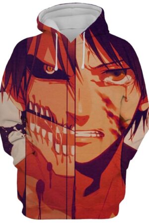 Eren Jaeger Titan Attack On Titan 3D Printed Hoodie