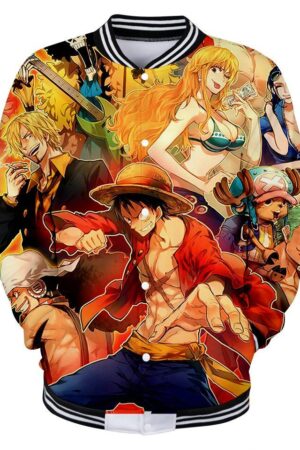 Fashion One Piece Luffy Hoodies - 3D Hip Hop Baseball Jacket