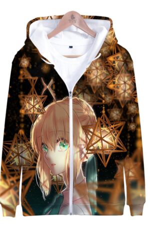 Fate Stay Night 3D Printed Zipper Hoodies - Fashion Hooded Sweatshirt Pullover