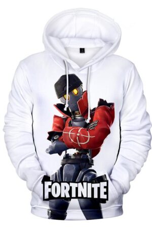 Fortnite Hoodies - Fortnite Game Series Game Character Robot White Hoodie