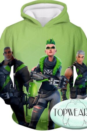 Fortnite Hoodies - Green Rarity Skins 3D Hoodie