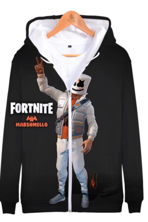 Fortnite Hoodies - Marshmello 3D Zip Up Hoodie