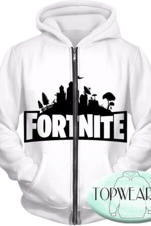 Fortnite Hoodies - New Season White 3D Zip Up Hoodie